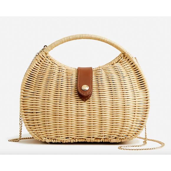 J. Crew Handbags - NWOT J.Crew Semicircle Rattan Clutch Style #BP512